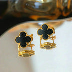 [Marin] CLOUS D'OREILLES ONYX CLOVER MEDIUM 1 MOTIFS