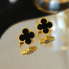 [Marin] CLOUS D'OREILLES ONYX CLOVER MEDIUM 1 MOTIFS