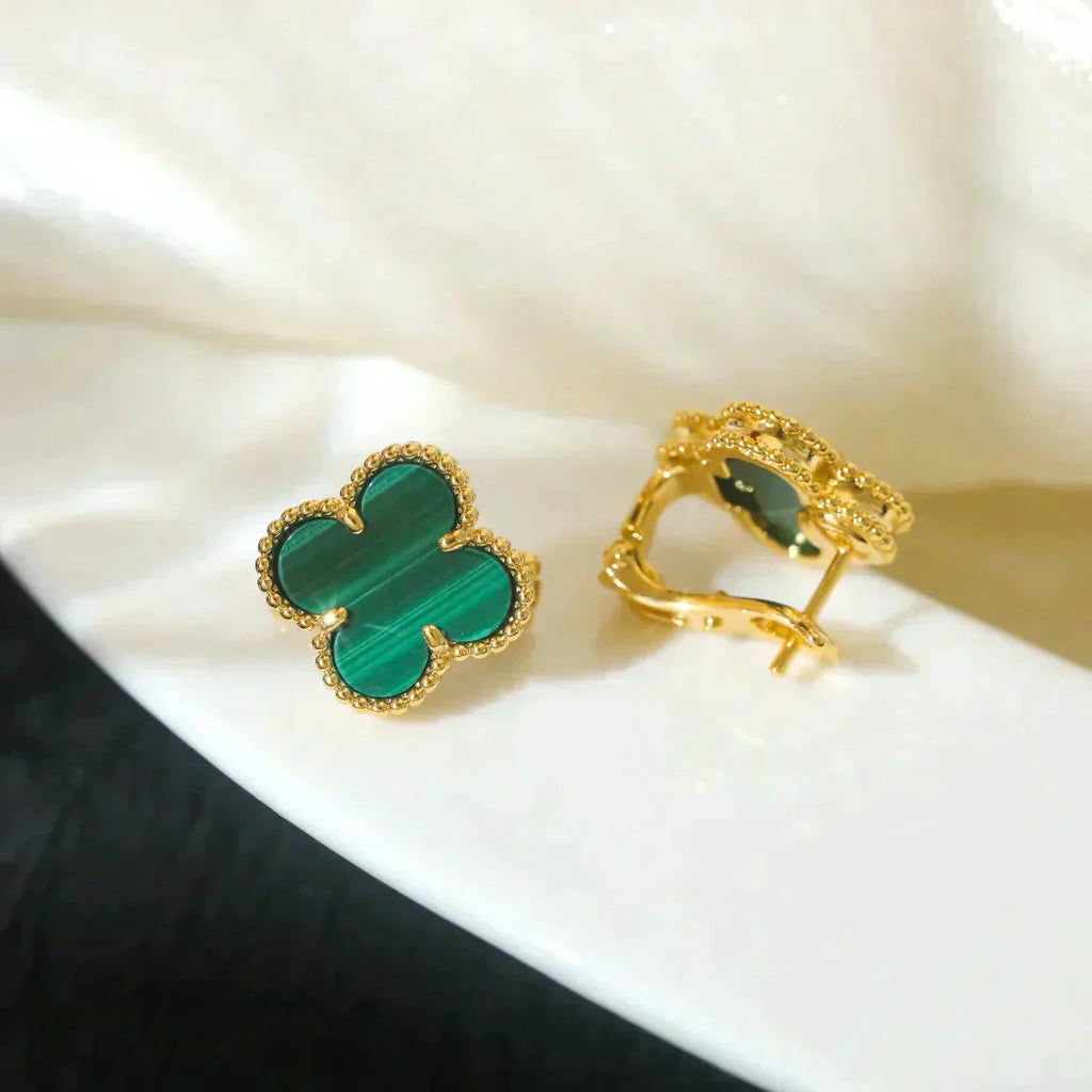 [Marin]CLOVER MEDIUM 1 MOTIFS MALACHITE  EARRINGS