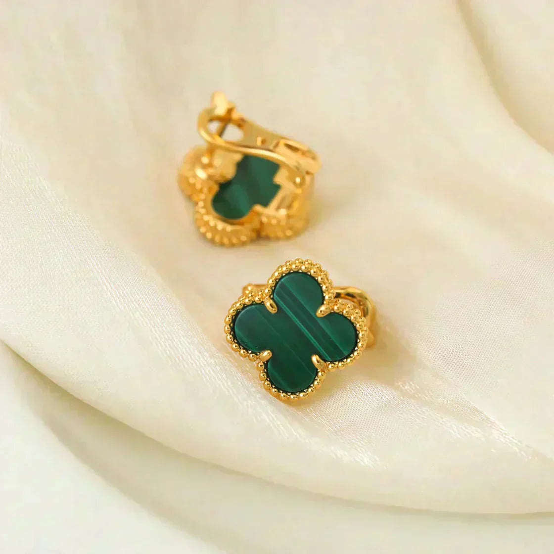 [Marin]CLOVER MEDIUM 1 MOTIFS MALACHITE  EARRINGS