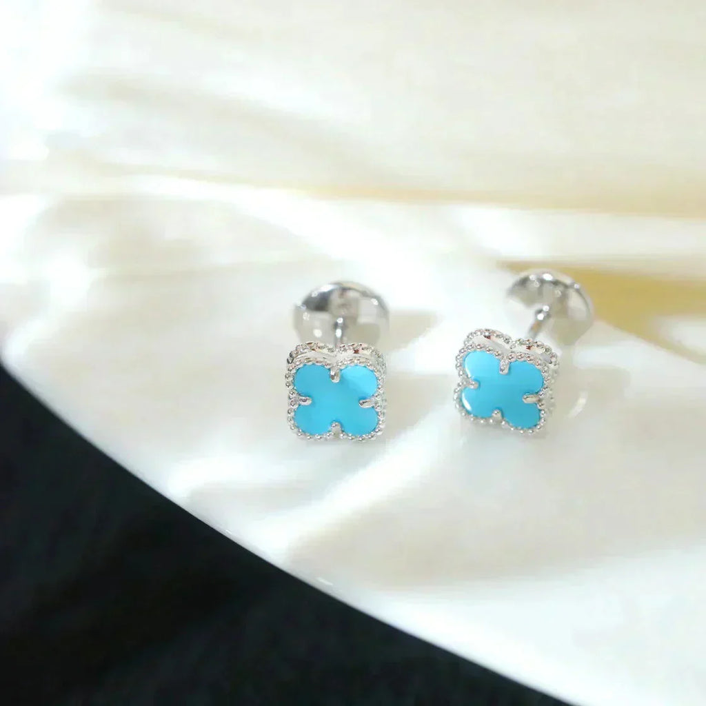 [Marin]CLOVER MINI 9.5MM ONYX STUD EARRINGS SILVER