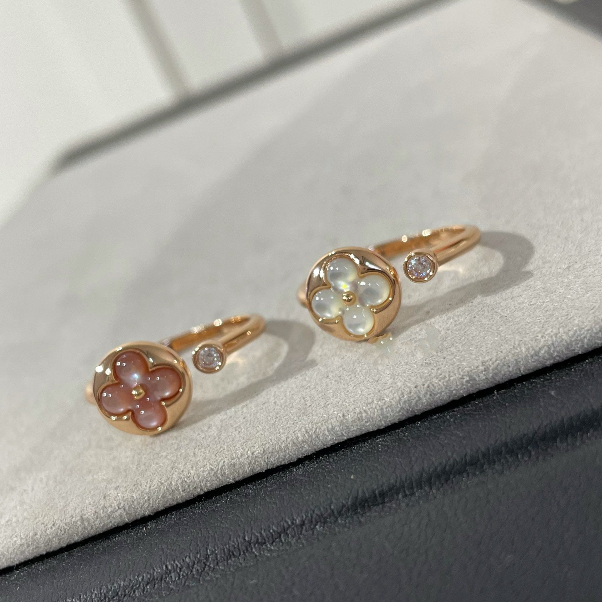 [Marin]BAGUE NŒUD ROSE MOP DIAMANT 1
