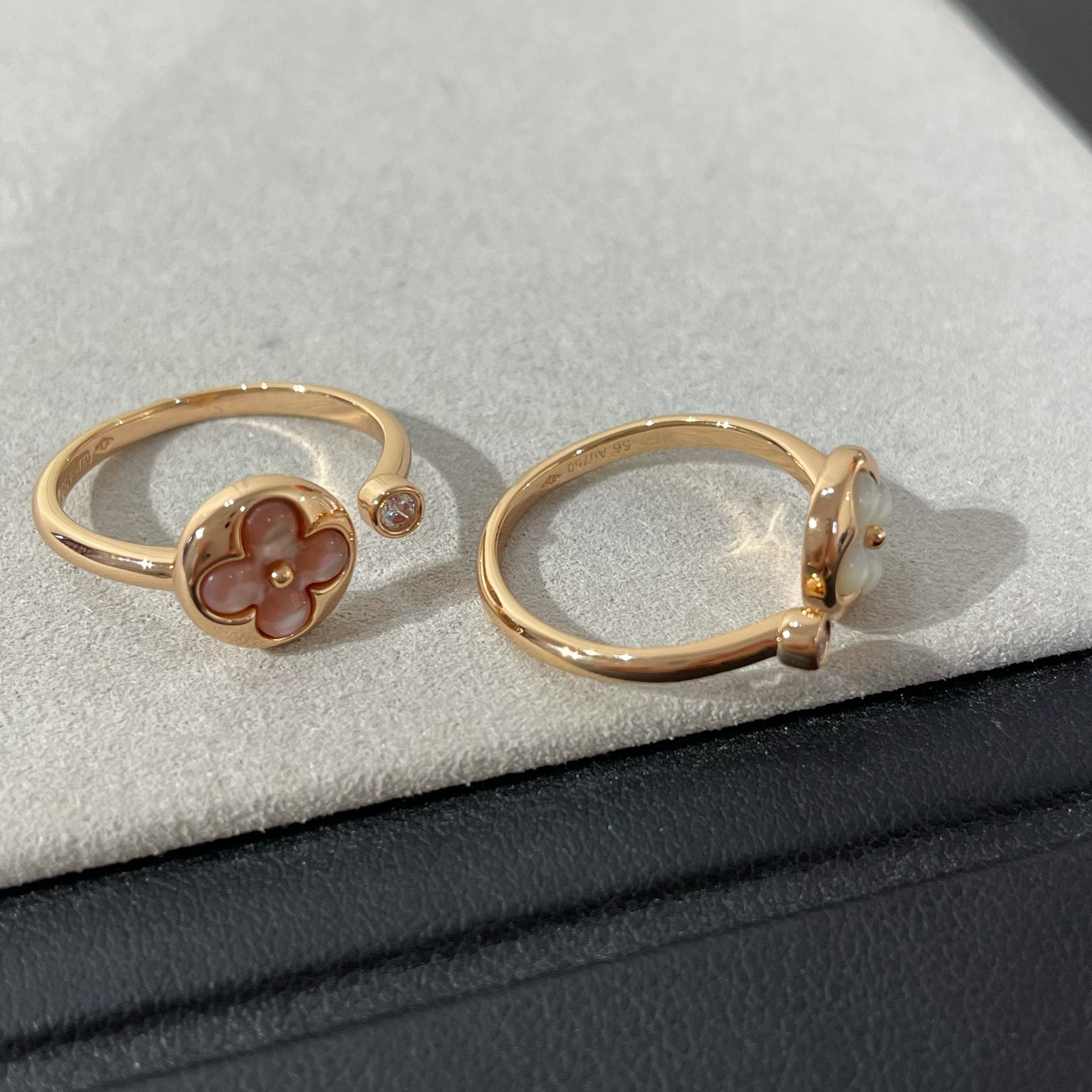 [Marin]BAGUE NŒUD ROSE MOP DIAMANT 1