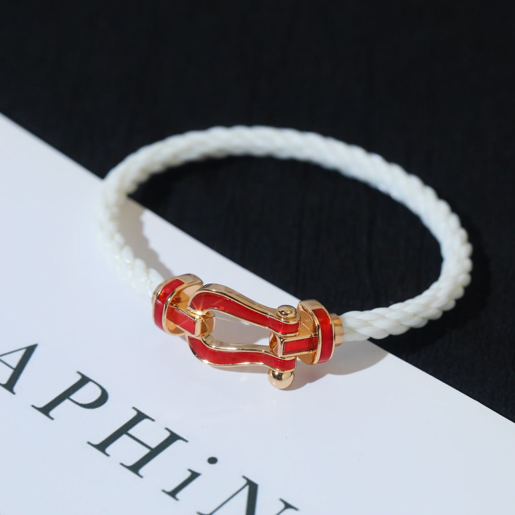 [Marin]BRACELET FORCE 10 TEXTILE BLANC PAVÉ DIAMANTS