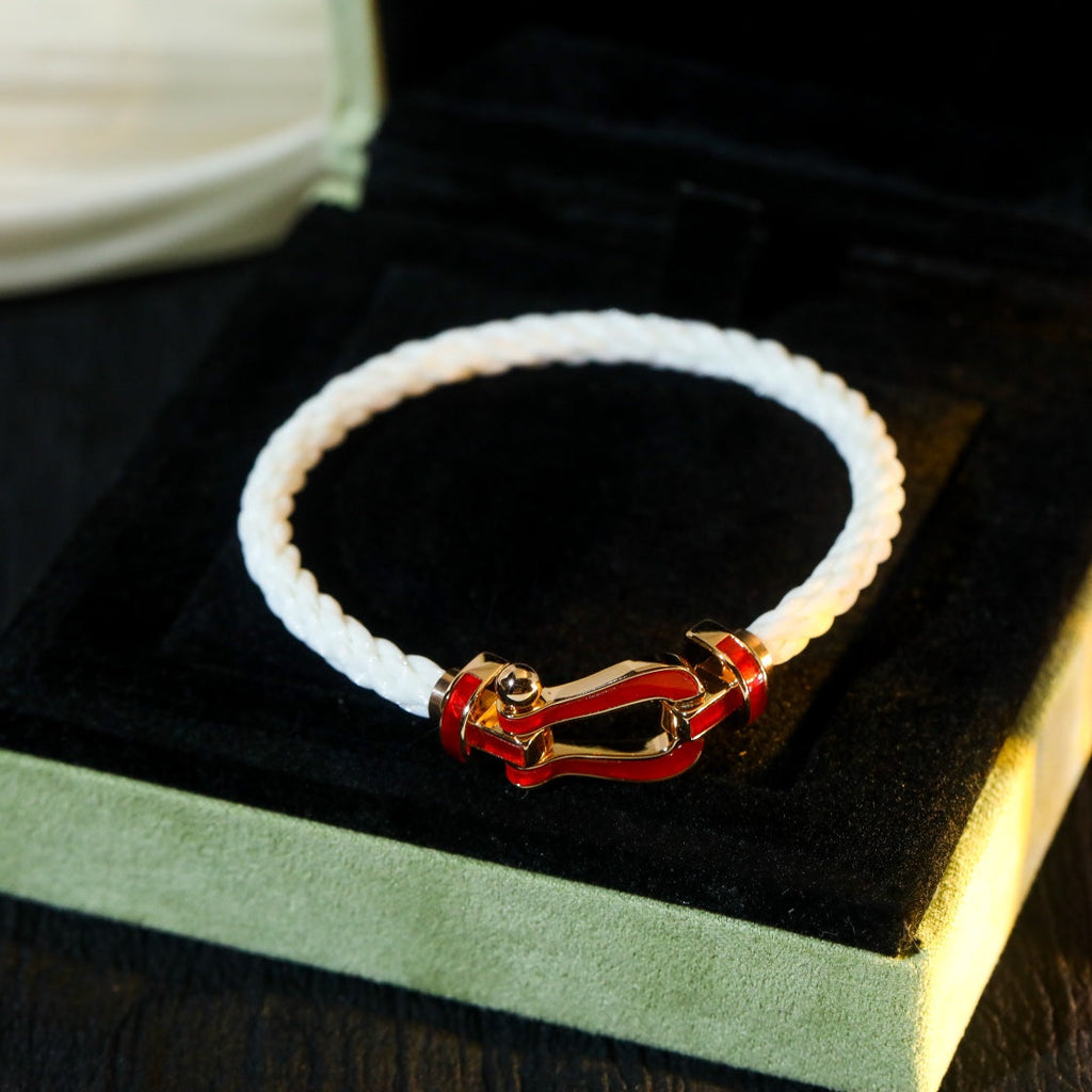 [Marin]BRACELET FORCE 10 TEXTILE BLANC PAVÉ DIAMANTS