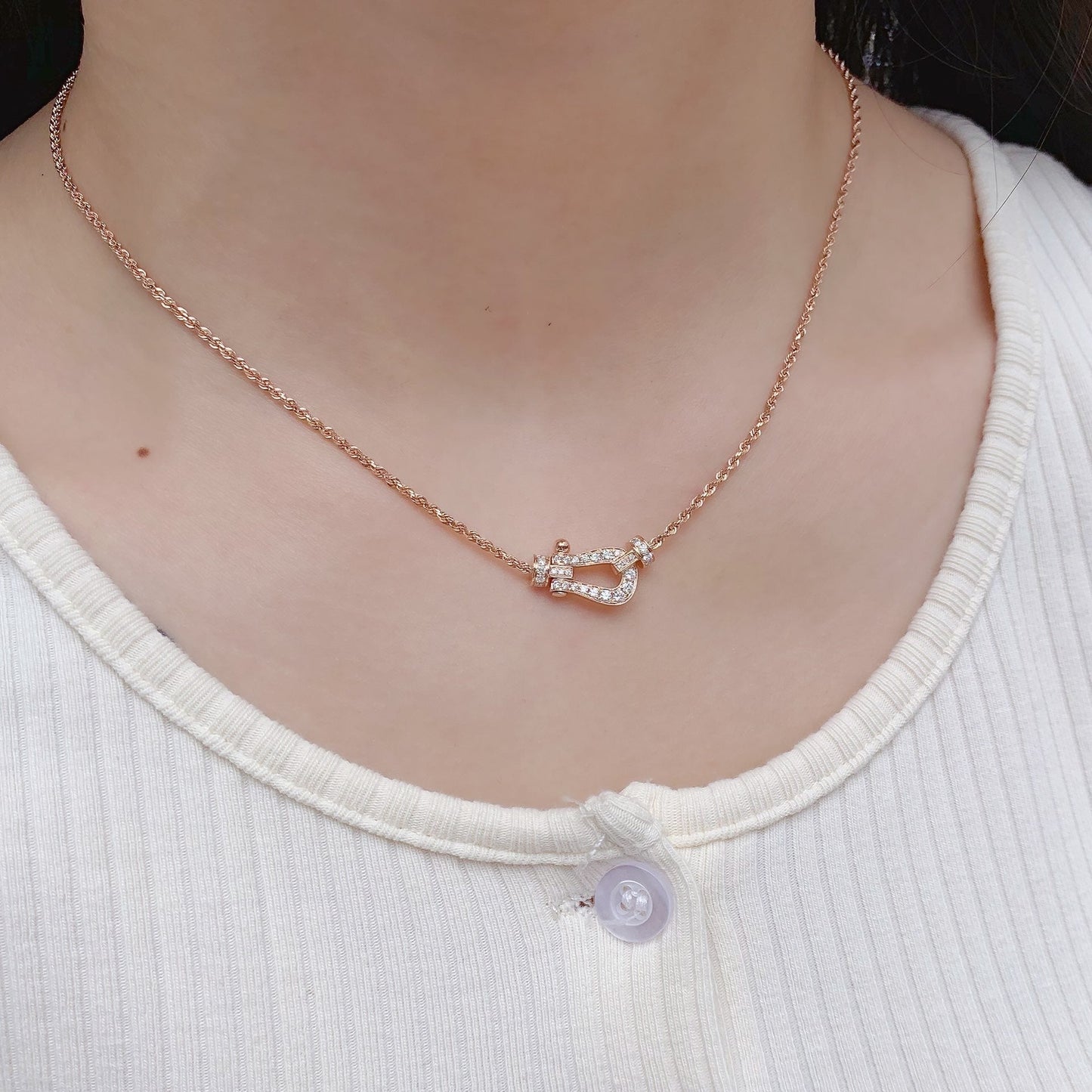 [Marin-Jewelry]FORCE 10 PINK GOLD DIAMOND NECKLACE