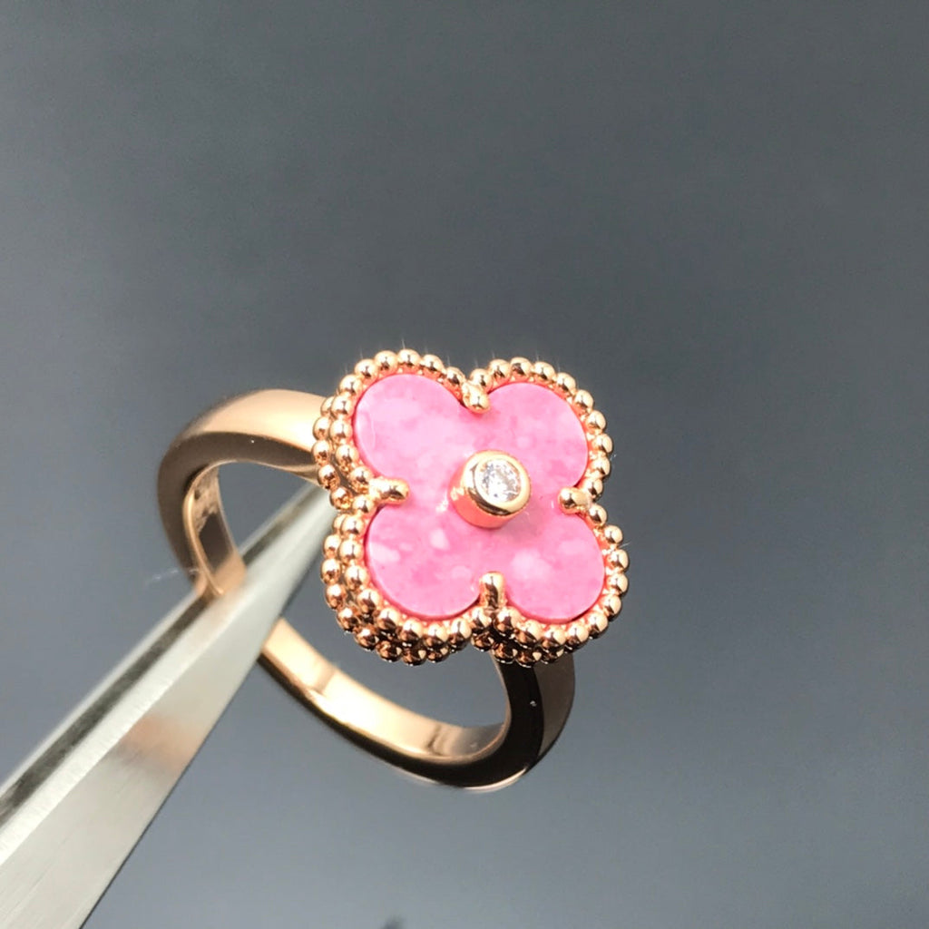 [Marin]CLOVER RHODONITE ROSE GOLD RING