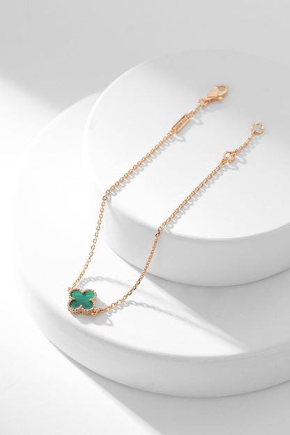 [Marin-Jewelry]CLOVER BRACELET MALACHITE 1 MOTIF