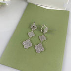 [Marin]CLOVER 3 MOTIF DIAMOND SILVER DROP EARRINGS