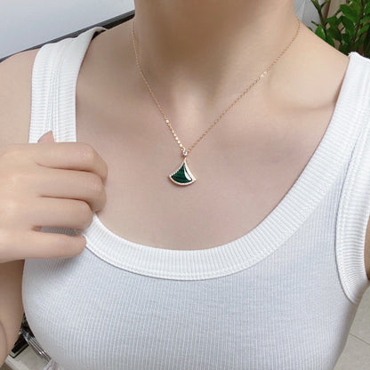 [Marin]DREAM MALACHITE DIAMOND PAVED PINK GOLD NECKLACE