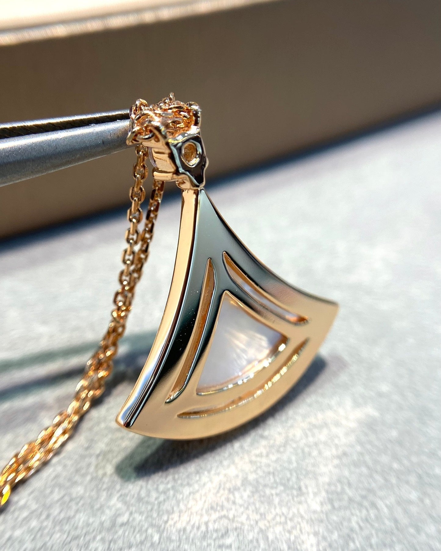 [Marin]DREAM MOP DIAMOND PAVED PINK GOLD NECKLACE
