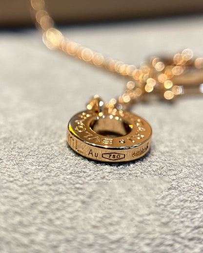 [Marin]DREAM MOP DIAMOND PAVED PINK GOLD NECKLACE