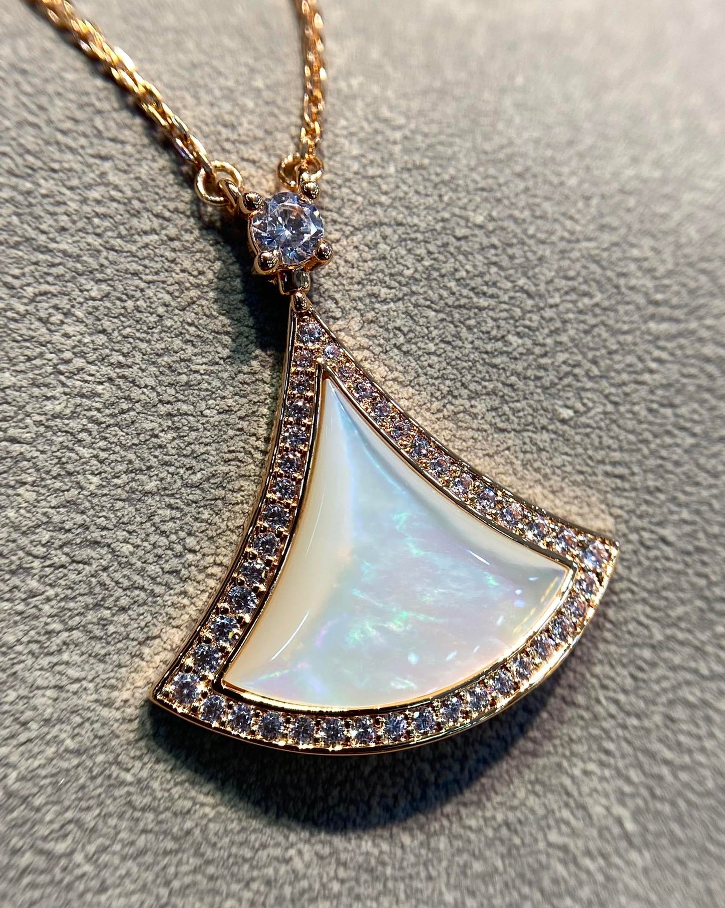 [Marin]DREAM MOP DIAMOND PAVED PINK GOLD NECKLACE