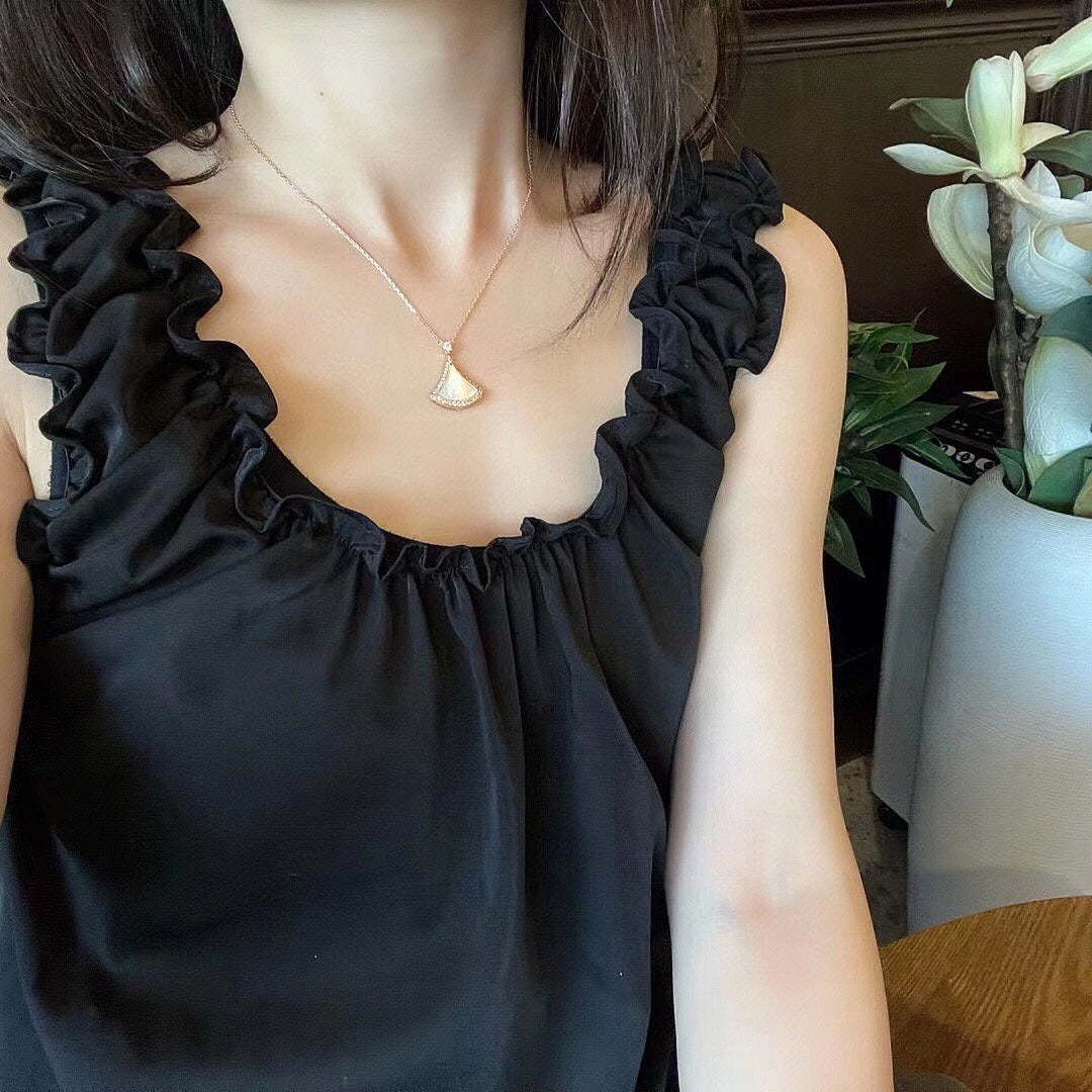 [Marin]DREAM MOP DIAMOND PAVED PINK GOLD NECKLACE