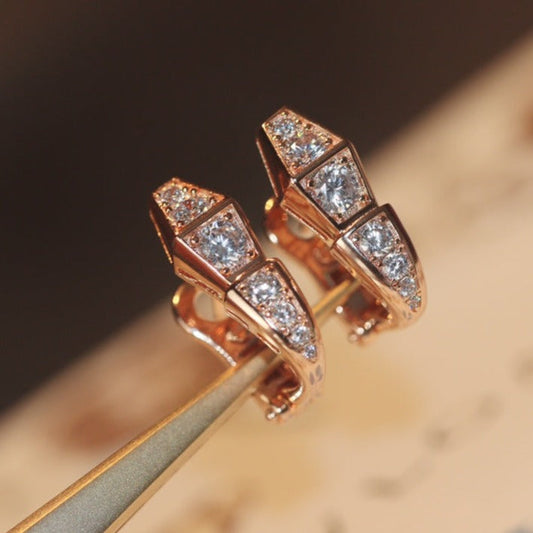 [Marin]SERPENT PINK GOLD DIAMOND EARRINGS