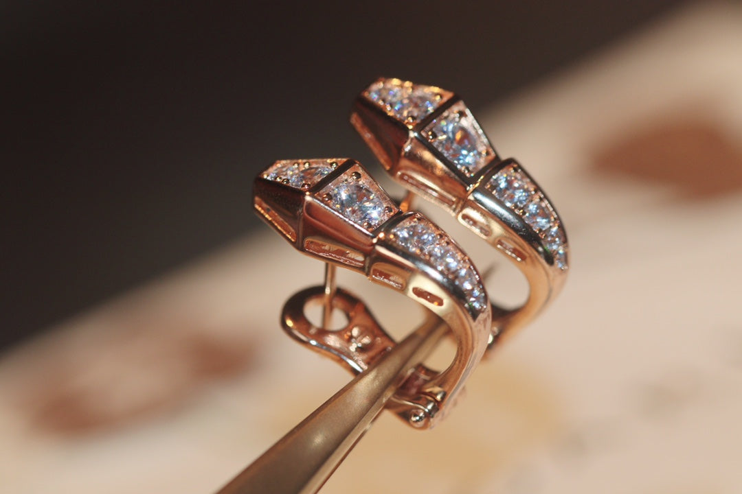 [Marin]SERPENT PINK GOLD DIAMOND EARRINGS
