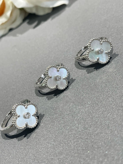 [Marin]CLOVER SILVER MOP DIAMOND RING