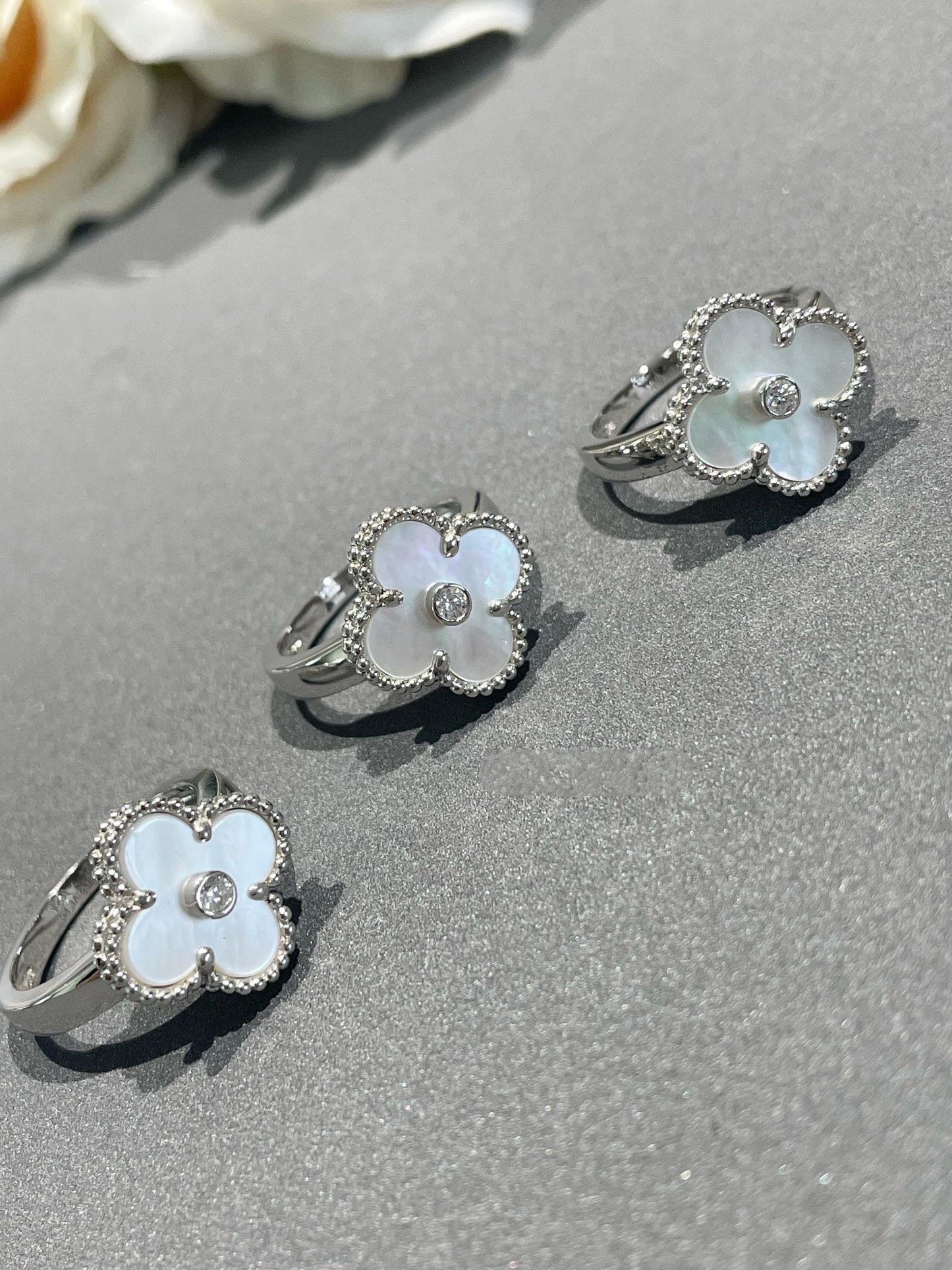 [Marin-Jewelry]CLOVER SILVER MOP DIAMOND RING