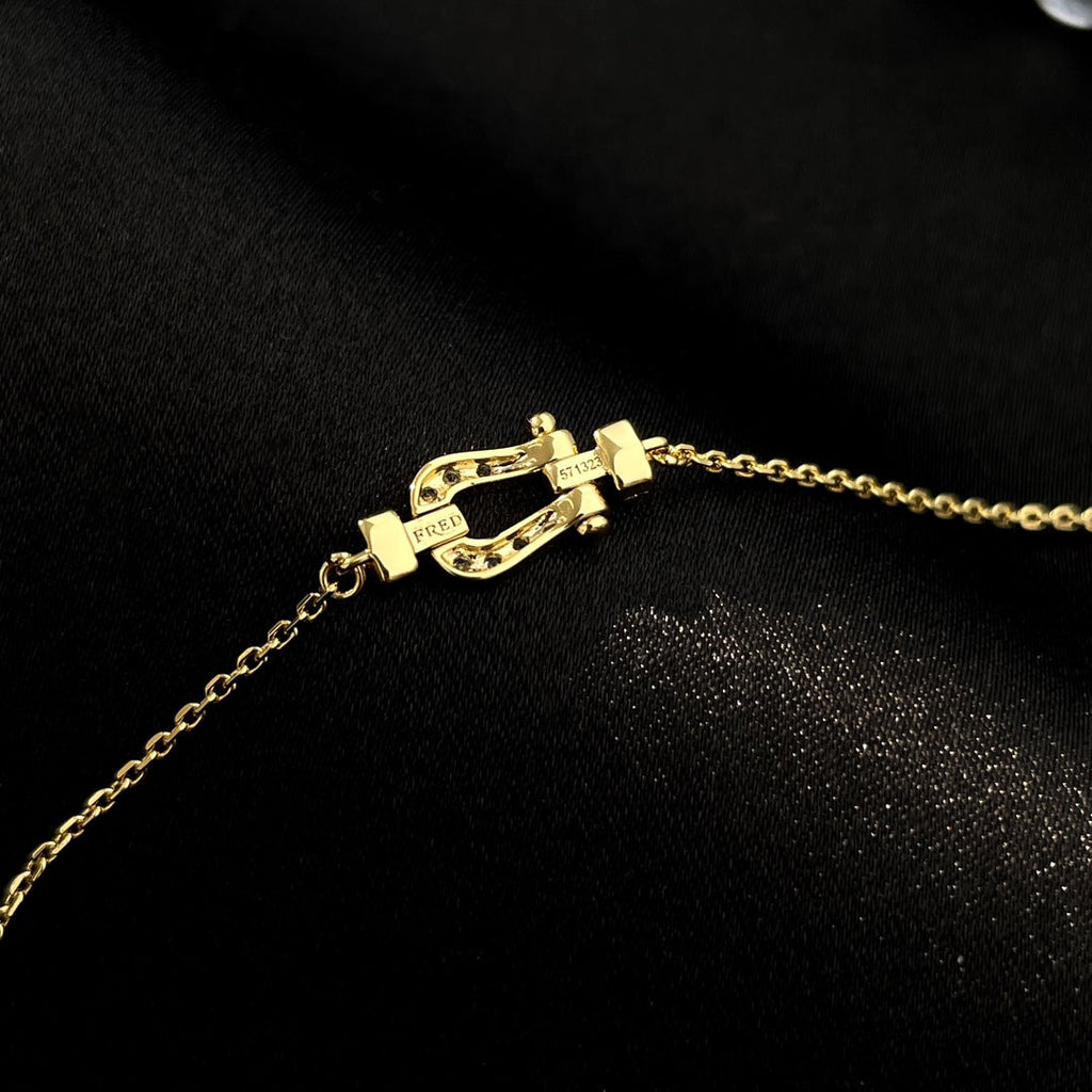 [Marin]MODÈLE MINI CHAÎNE À MAILLONS À BOUCLE ENTIÈREMENT DIAMANTÉE FORCE 10