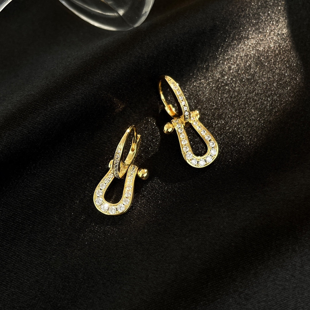 [Marin-Jewelry]FORCE 10 FULL DIAMOND DROP EARRINGS MEDIUM MODEL