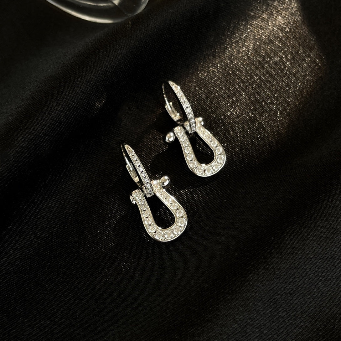 [Marin-Jewelry]FORCE 10 FULL DIAMOND DROP EARRINGS MEDIUM MODEL