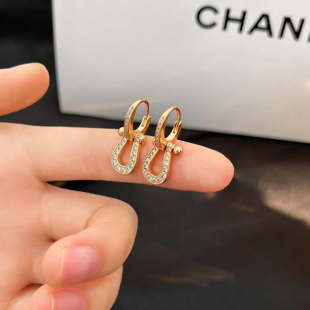 [Marin-Jewelry]FORCE 10 FULL DIAMOND DROP EARRINGS MEDIUM MODEL