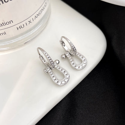 [Marin-Jewelry]FORCE 10 FULL DIAMOND DROP EARRINGS MEDIUM MODEL