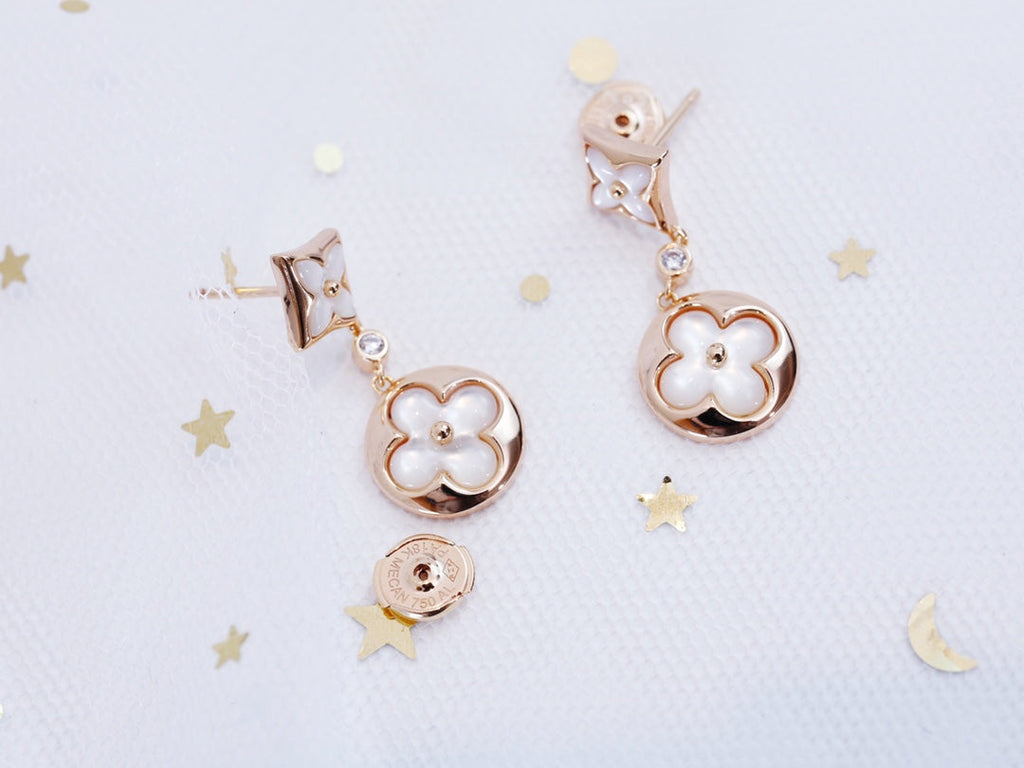 [Marin]STAR AND SUN PINK GOLD MOP DROP EARRINGS