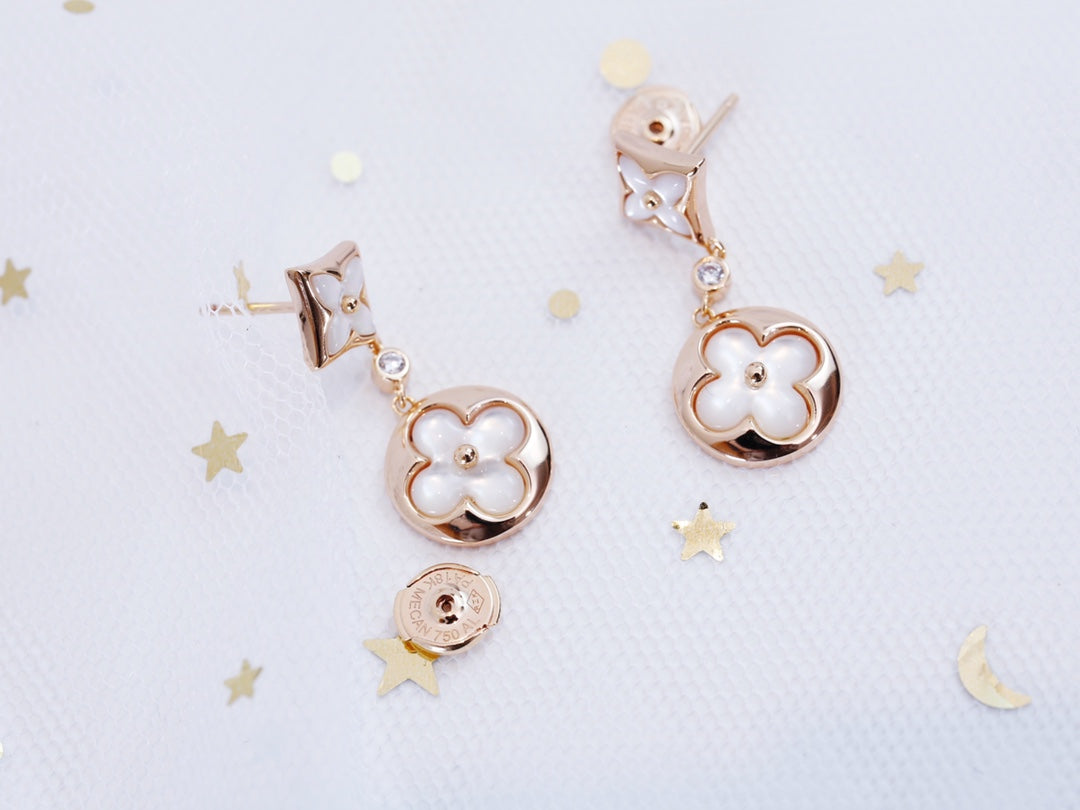 [Marin-Jewelry]STAR AND SUN PINK GOLD MOP DROP EARRINGS