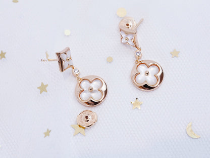 [Marin-Jewelry]STAR AND SUN PINK GOLD MOP DROP EARRINGS