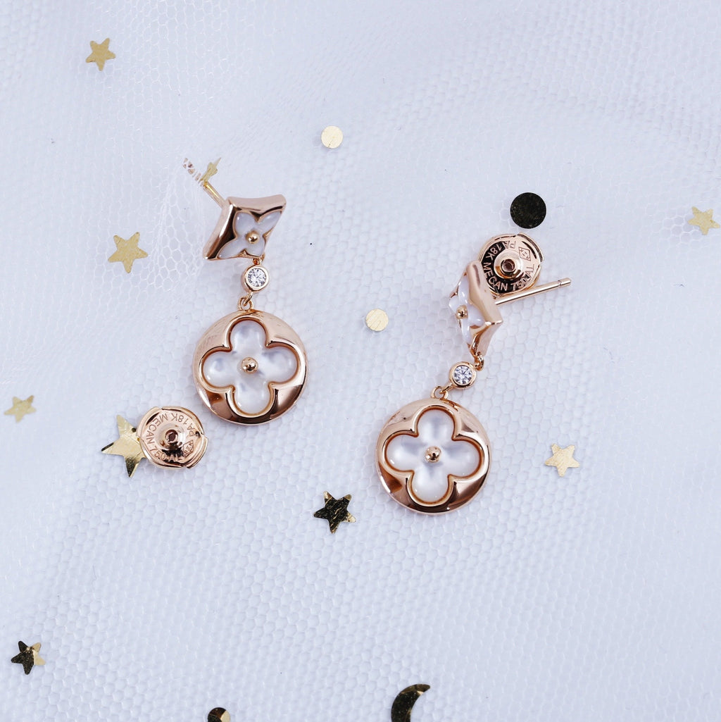 [Marin]STAR AND SUN PINK GOLD MOP DROP EARRINGS
