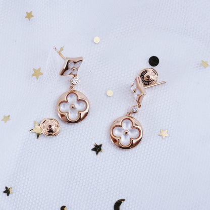 [Marin-Jewelry]STAR AND SUN PINK GOLD MOP DROP EARRINGS