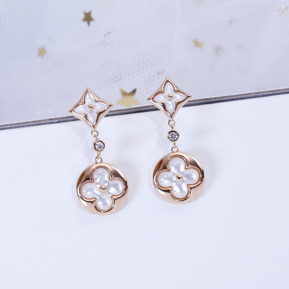 [Marin]STAR AND SUN PINK GOLD MOP DROP EARRINGS