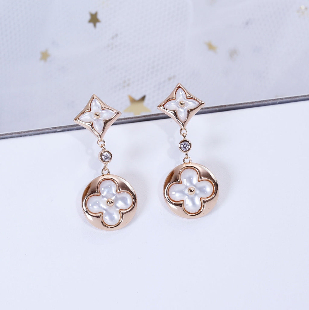 [Marin]STAR AND SUN PINK GOLD MOP DROP EARRINGS
