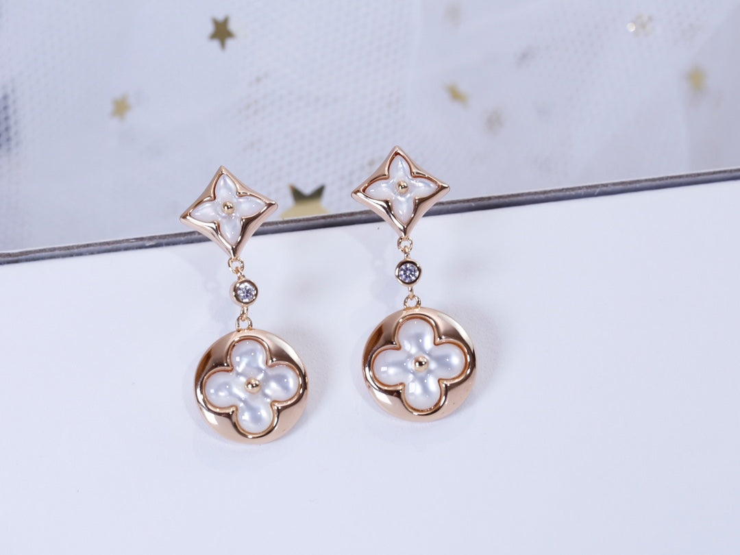 [Marin]STAR AND SUN PINK GOLD MOP DROP EARRINGS