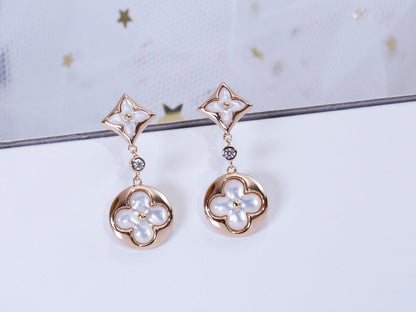 [Marin-Jewelry]STAR AND SUN PINK GOLD MOP DROP EARRINGS