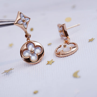 [Marin-Jewelry]STAR AND SUN PINK GOLD MOP DROP EARRINGS