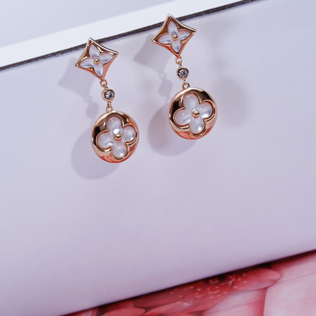 [Marin]STAR AND SUN PINK GOLD MOP DROP EARRINGS