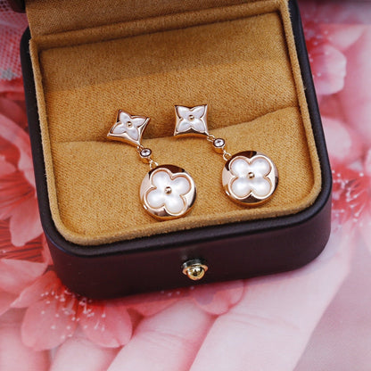[Marin-Jewelry]STAR AND SUN PINK GOLD MOP DROP EARRINGS