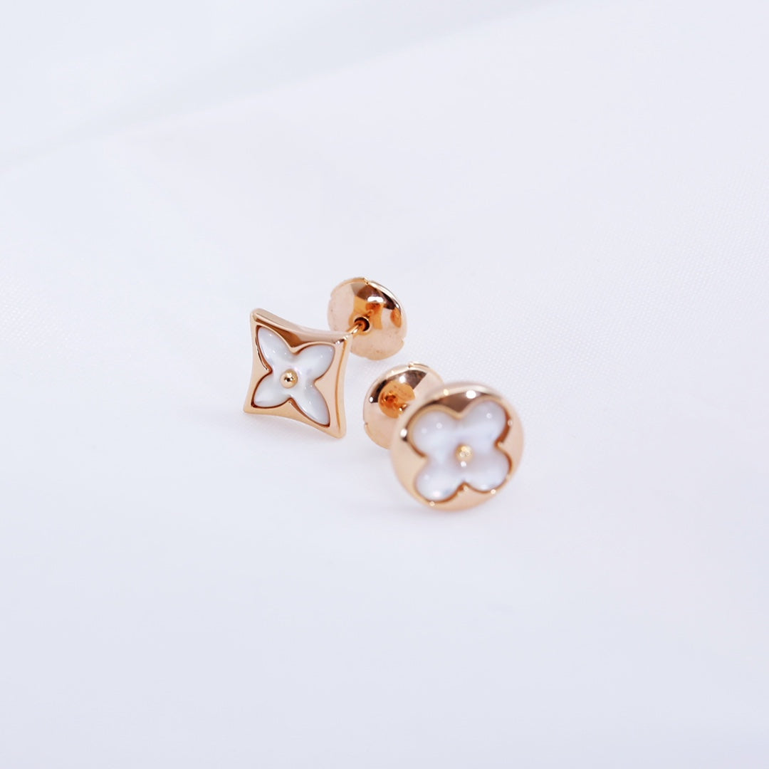 [Marin]STAR AND SUN PINK GOLD MOP STUD EARRINGS