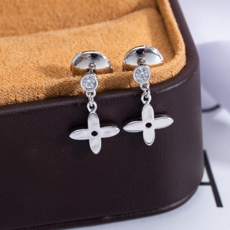 [Marin]BOUCLES D'OREILLES PENDANTES MINI VIDYLLE ARGENT ET DIAMANT