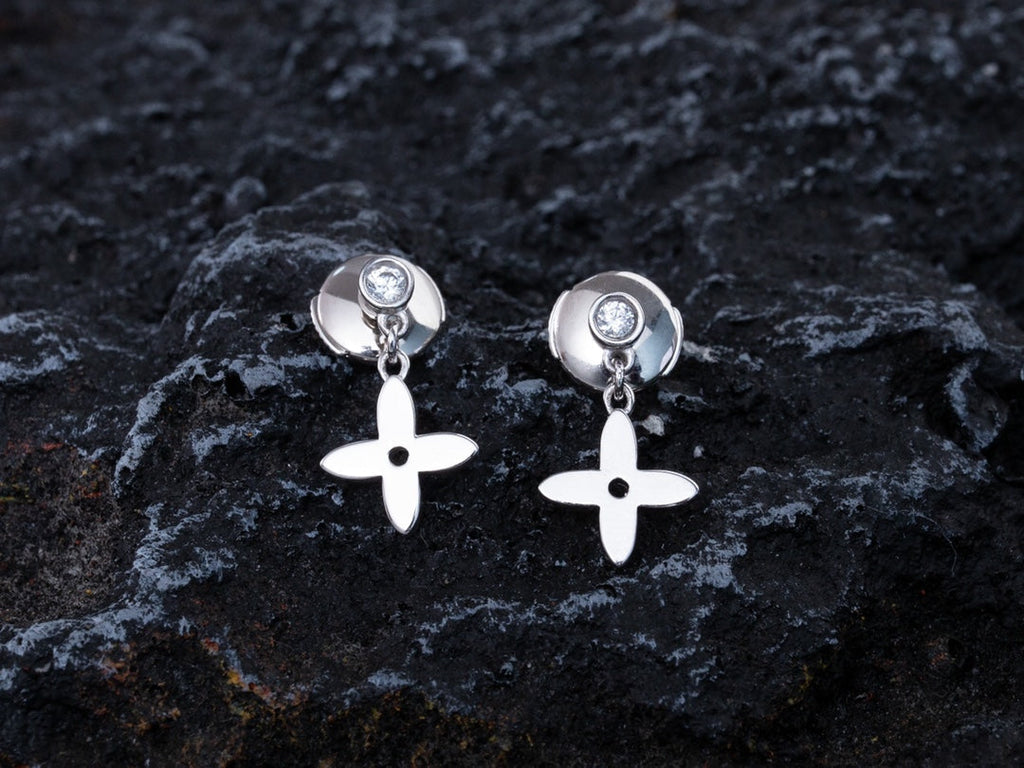 [Marin]BOUCLES D'OREILLES PENDANTES MINI VIDYLLE ARGENT ET DIAMANT