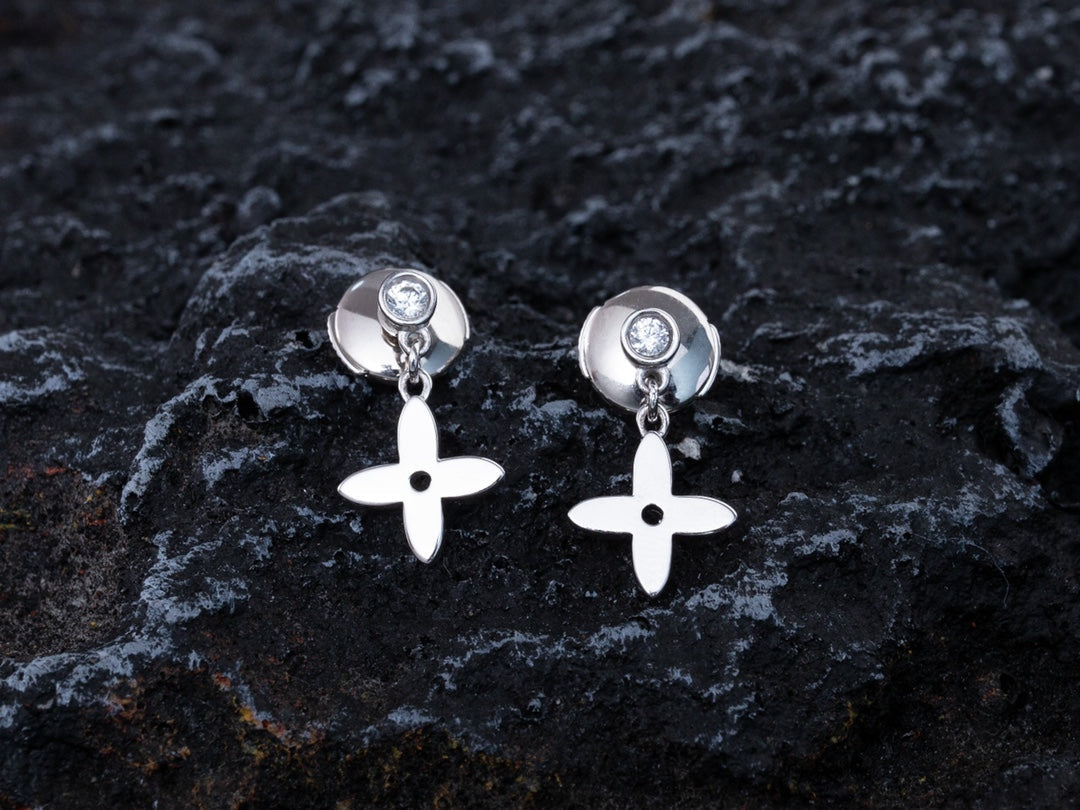 [Marin]BOUCLES D'OREILLES PENDANTES MINI VIDYLLE ARGENT ET DIAMANT