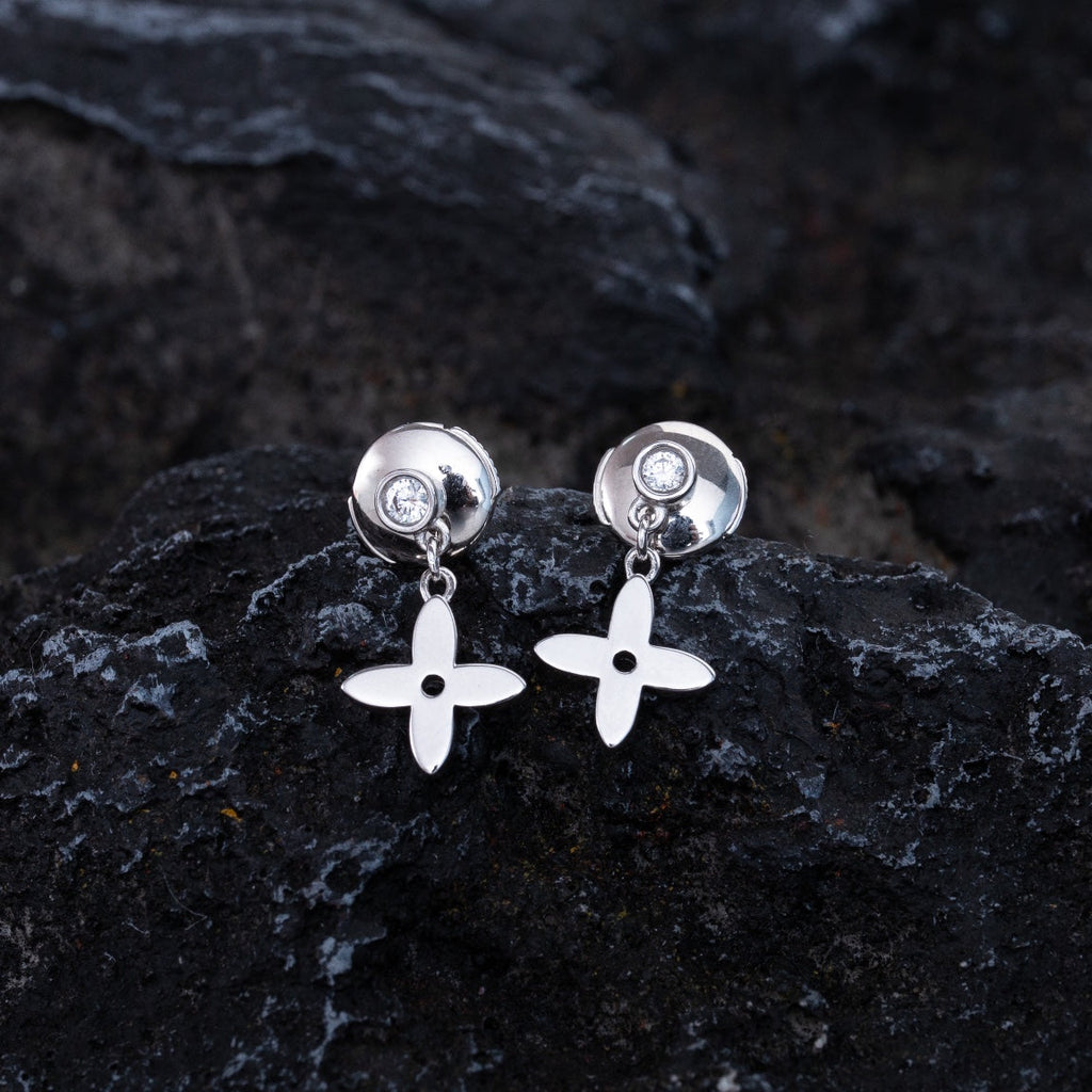 [Marin]BOUCLES D'OREILLES PENDANTES MINI VIDYLLE ARGENT ET DIAMANT