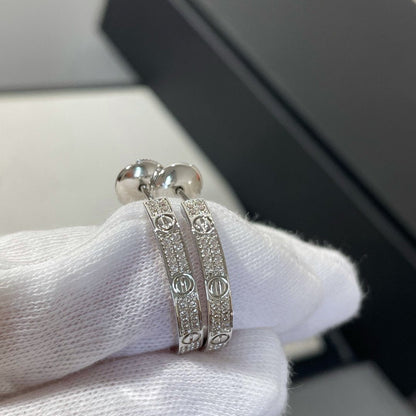 [Marin]LOVE DIAMOND SILVER HOOP EARRINGS