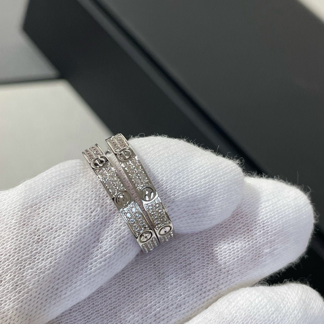 [Marin-Jewelry]LOVE DIAMOND SILVER HOOP EARRINGS