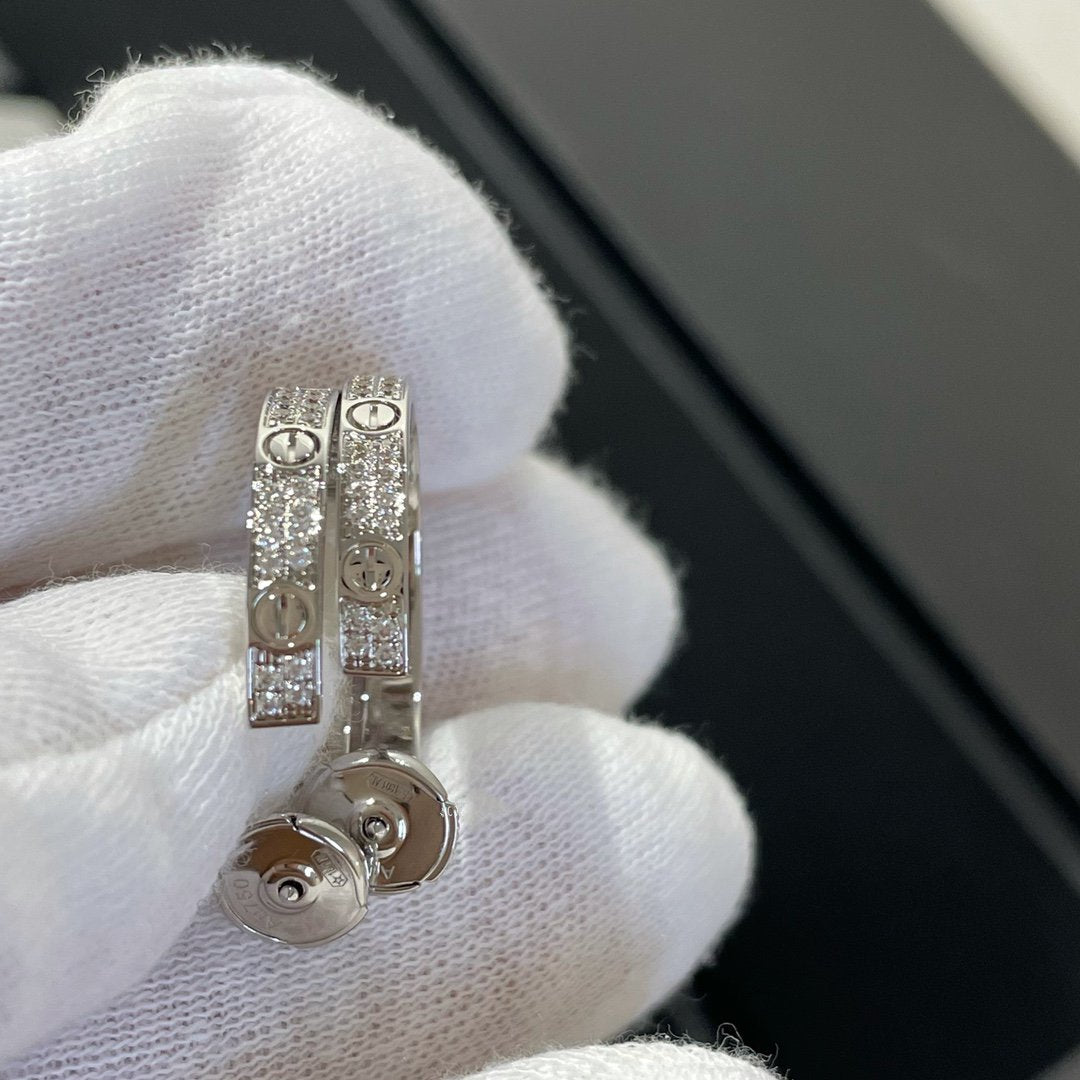 [Marin-Jewelry]LOVE DIAMOND SILVER HOOP EARRINGS