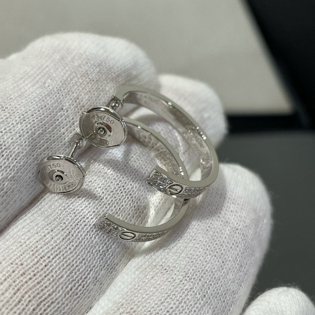 [Marin]LOVE DIAMOND SILVER HOOP EARRINGS