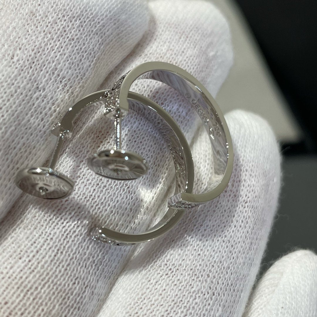 [Marin-Jewelry]LOVE DIAMOND SILVER HOOP EARRINGS