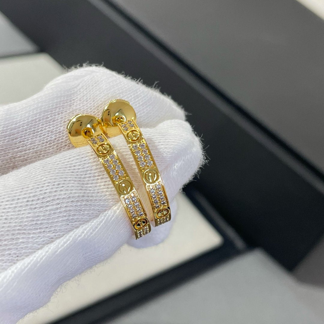 [Marin]LOVE DIAMOND GOLD HOOP EARRINGS